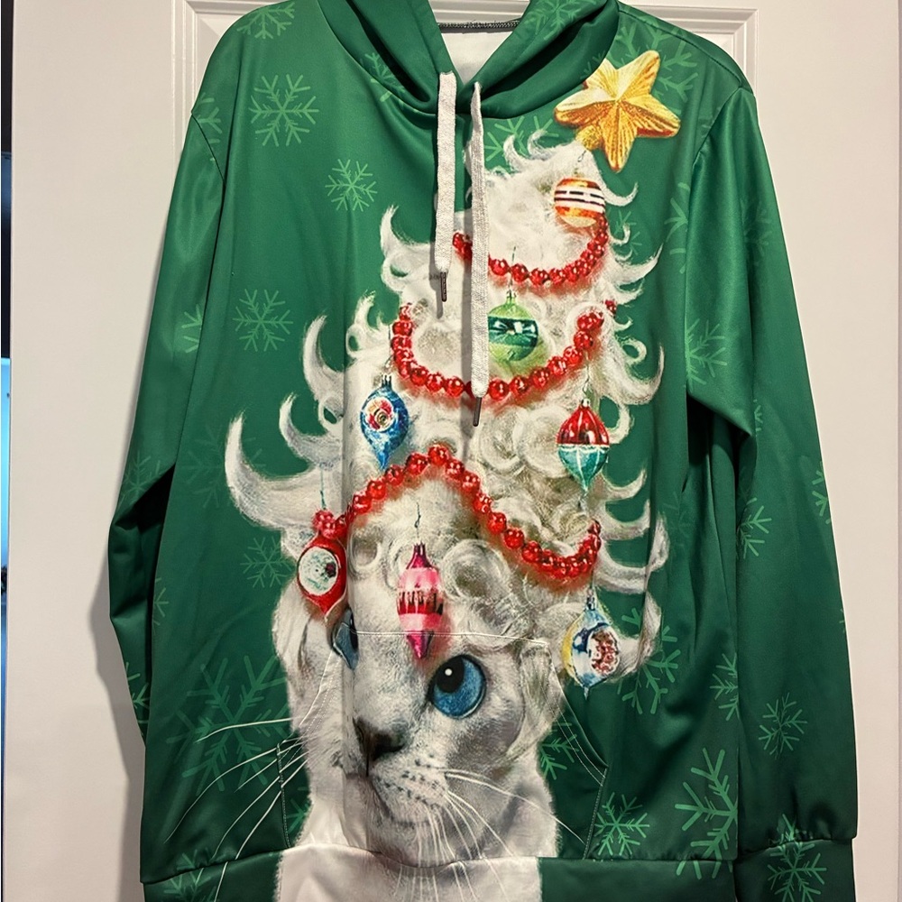 Amazon Festive Green Cat Sweater